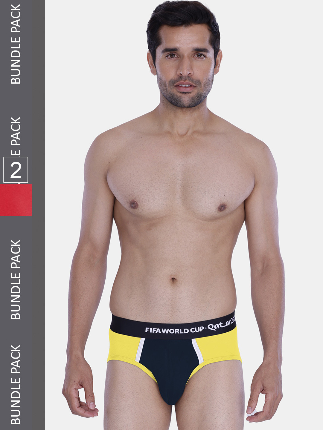 

FREECULTR Men Pack of 2 Colourblocked Micro-Modal Basic Briefs, Yellow