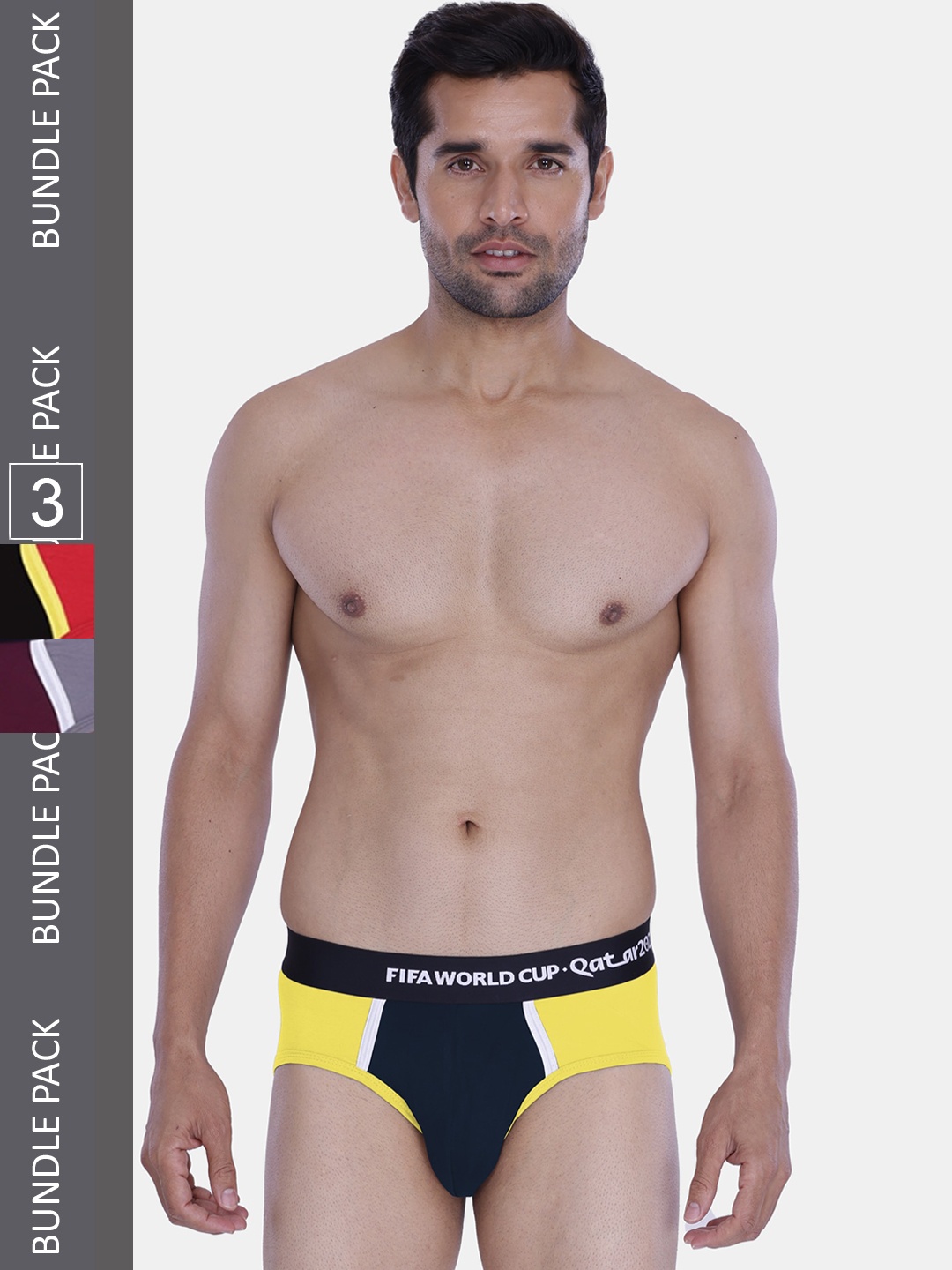 

FREECULTR Men Pack pf 3 Colourblocked Basic Brief, Yellow