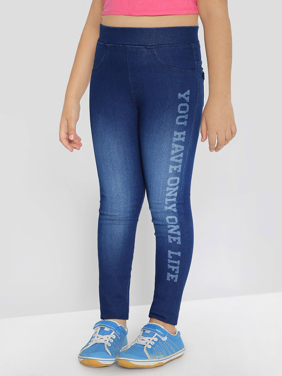 

Naughty Ninos Girls Printed Denim Jeggings, Blue