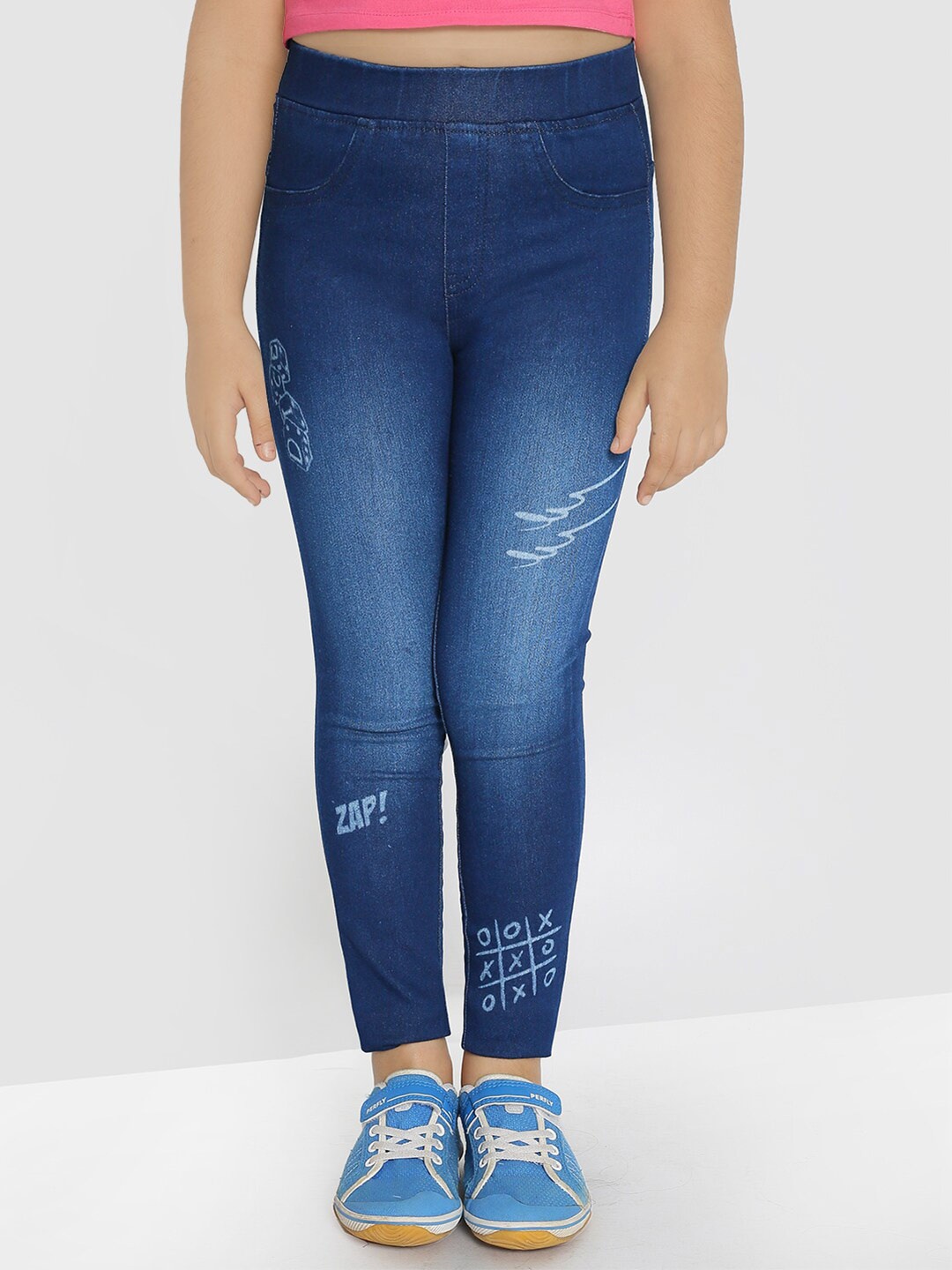 

Naughty Ninos Girls Printed Denim Jeggings, Blue