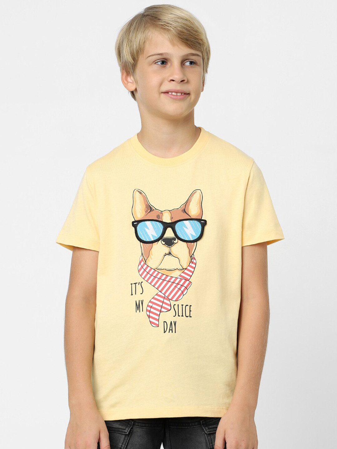 

Jack & Jones Junior Boys Printed Cotton T-shirt, Yellow