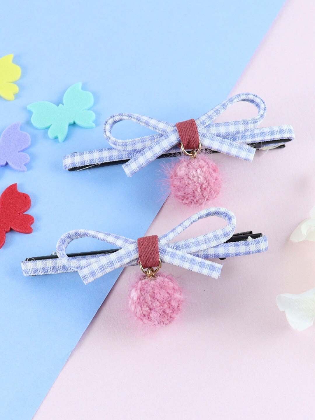 

Asthetika Kids Girls Set of 2 Pom Pom Alligator Hair Clips, Pink