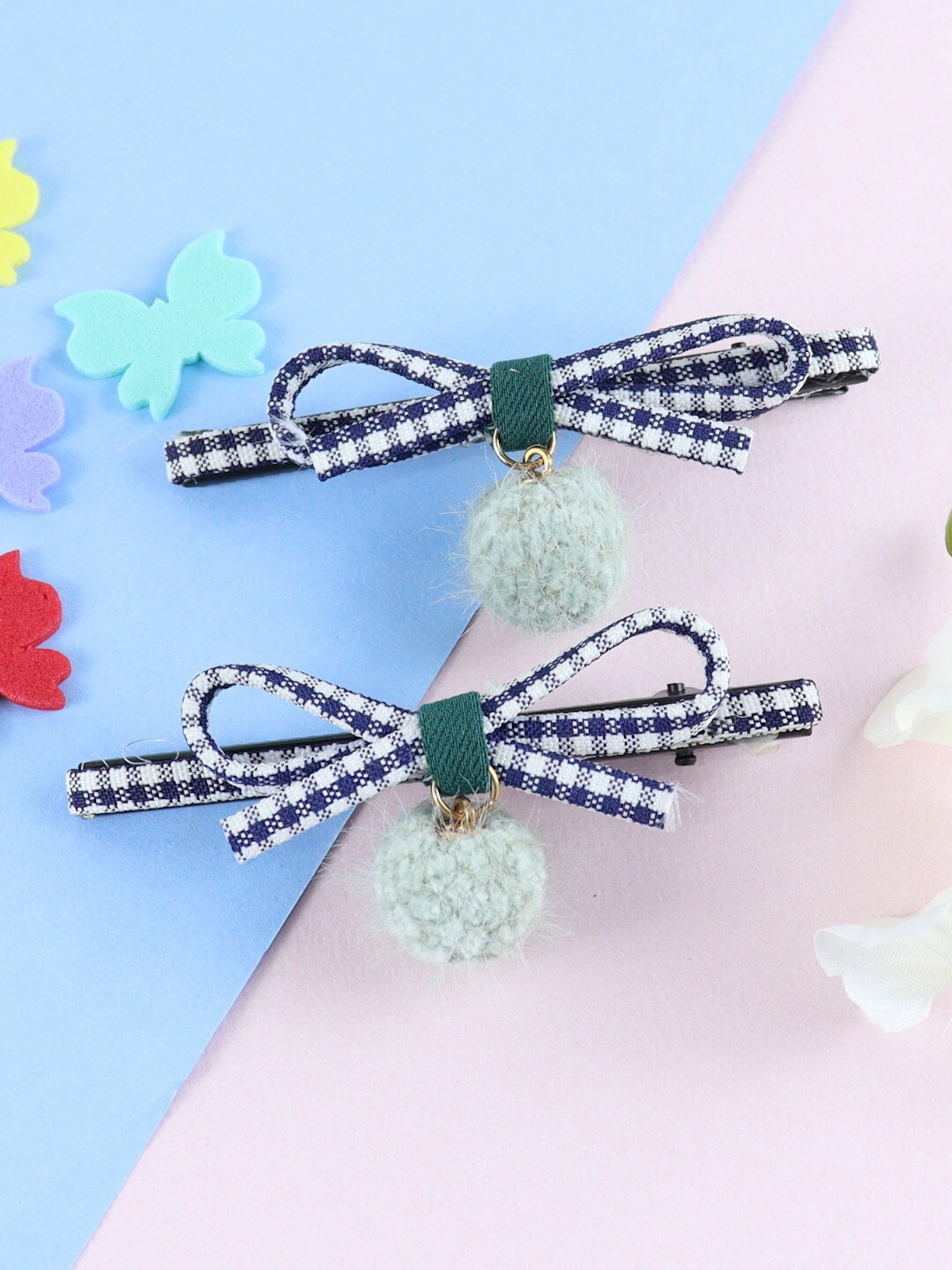 

Asthetika Kids Girls Bow Set of 2 Alligator Hair Clips, Green