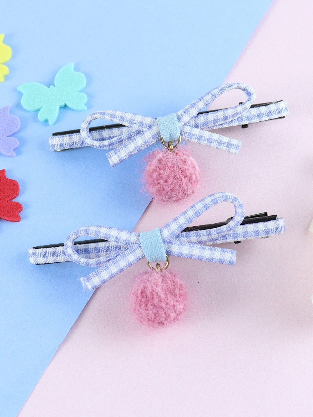 

Asthetika Kids Girls Set of 2 Fabric Bow Alligator Hair Clips, Pink