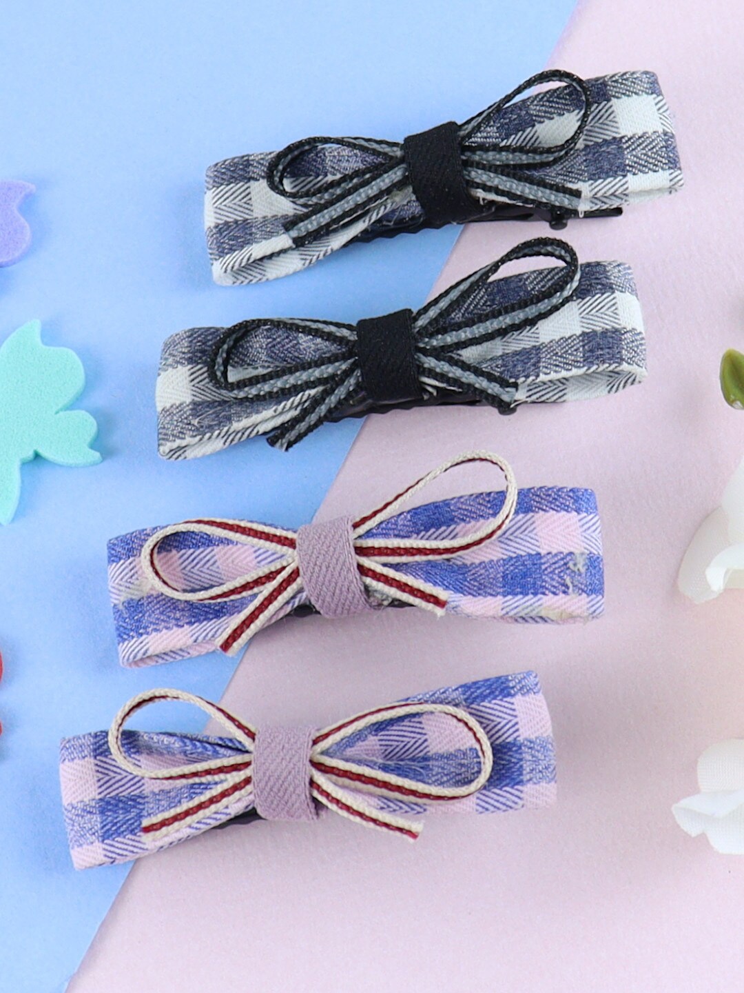 

Asthetika Kids Girls Set of 4 Fabric Bow Alligator Hair Clips, Black