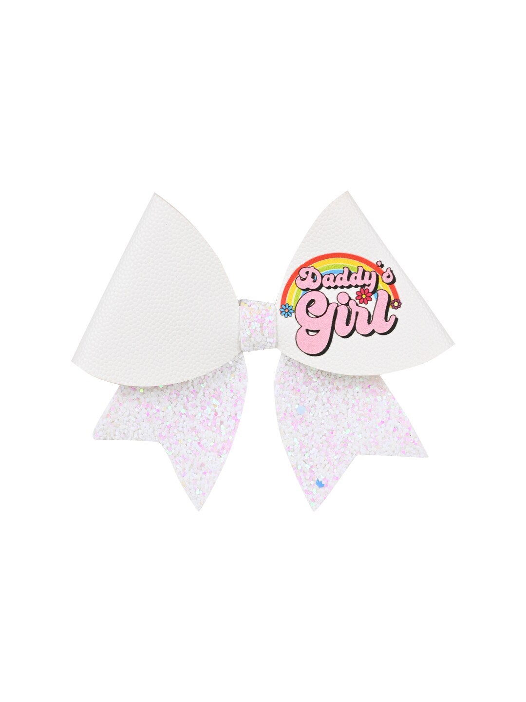 

Aye Candy Girls Glittery Daddy's Girl Rainbow Bow Alligator Hair Clip, White