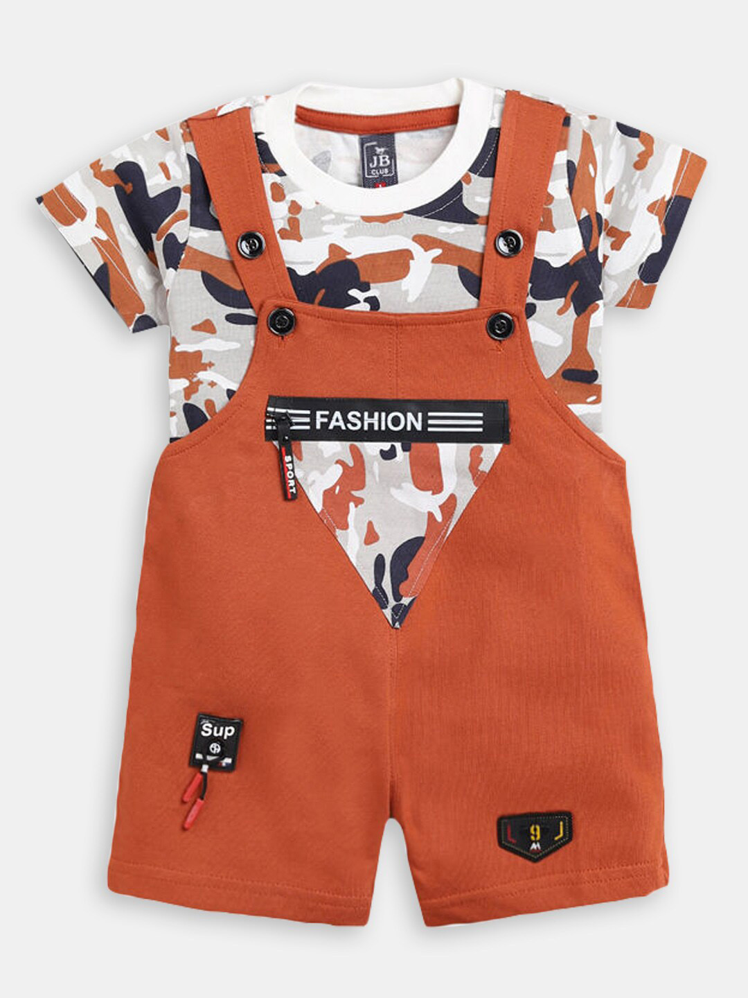 

Hopscotch Boys Printed T-shirt with Shorts, Brown