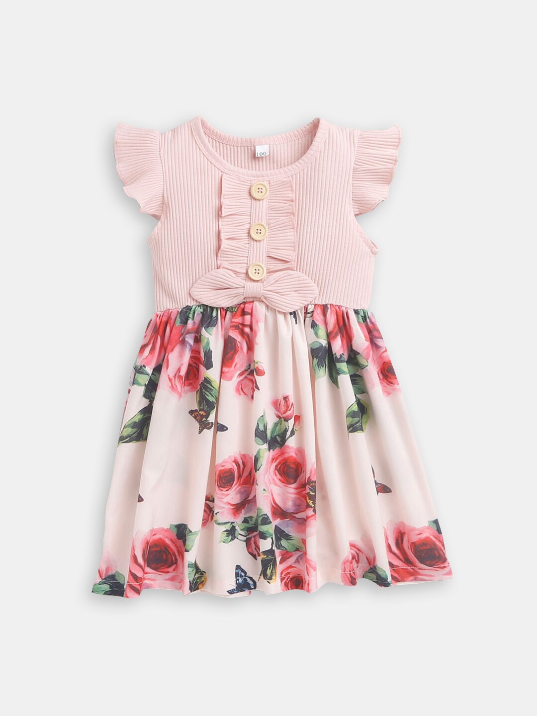 

Hopscotch Floral Printed Fit And Flare Dress, Pink