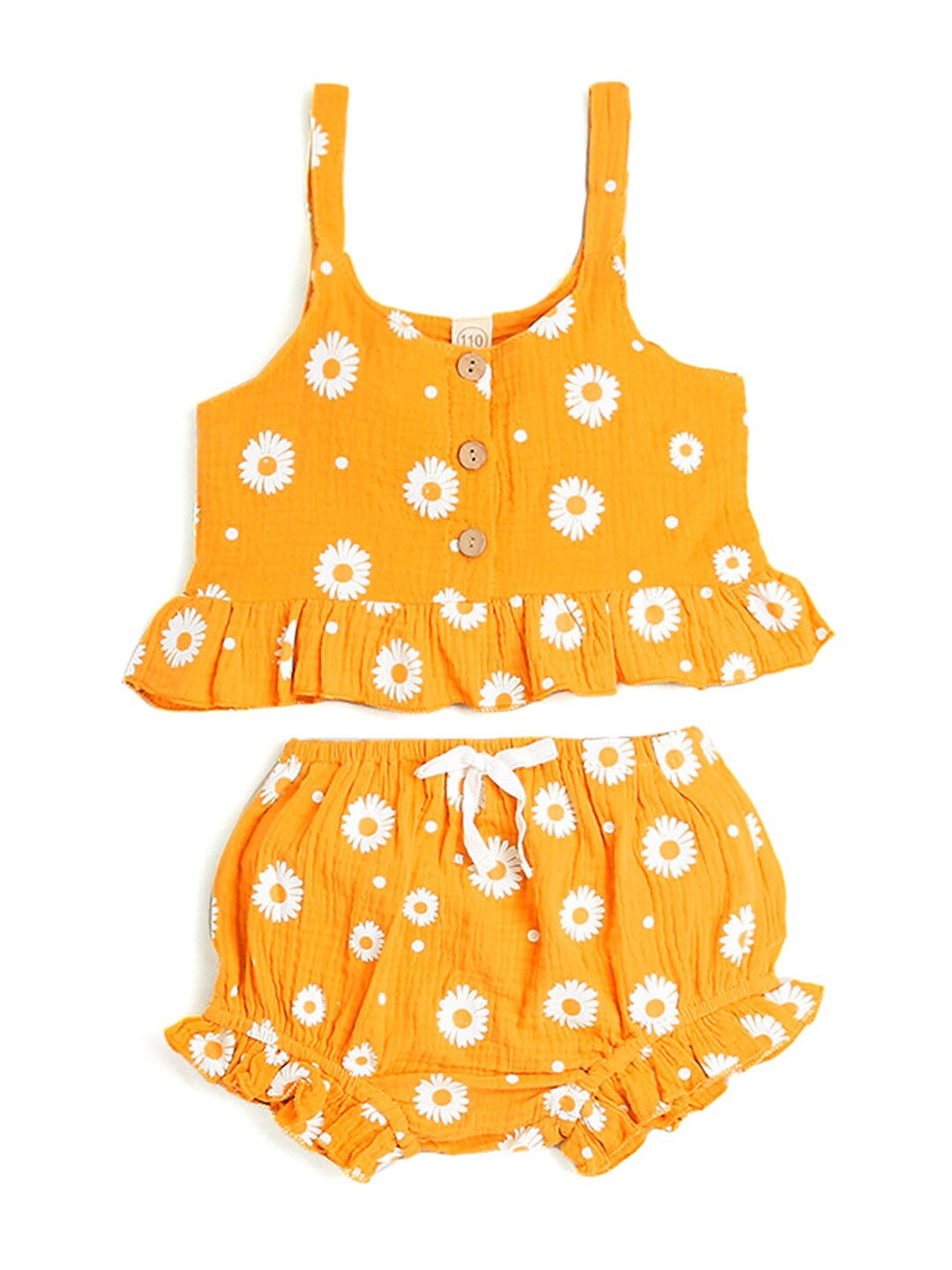 

Hopscotch Girls Printed Top with Shorts, Yellow