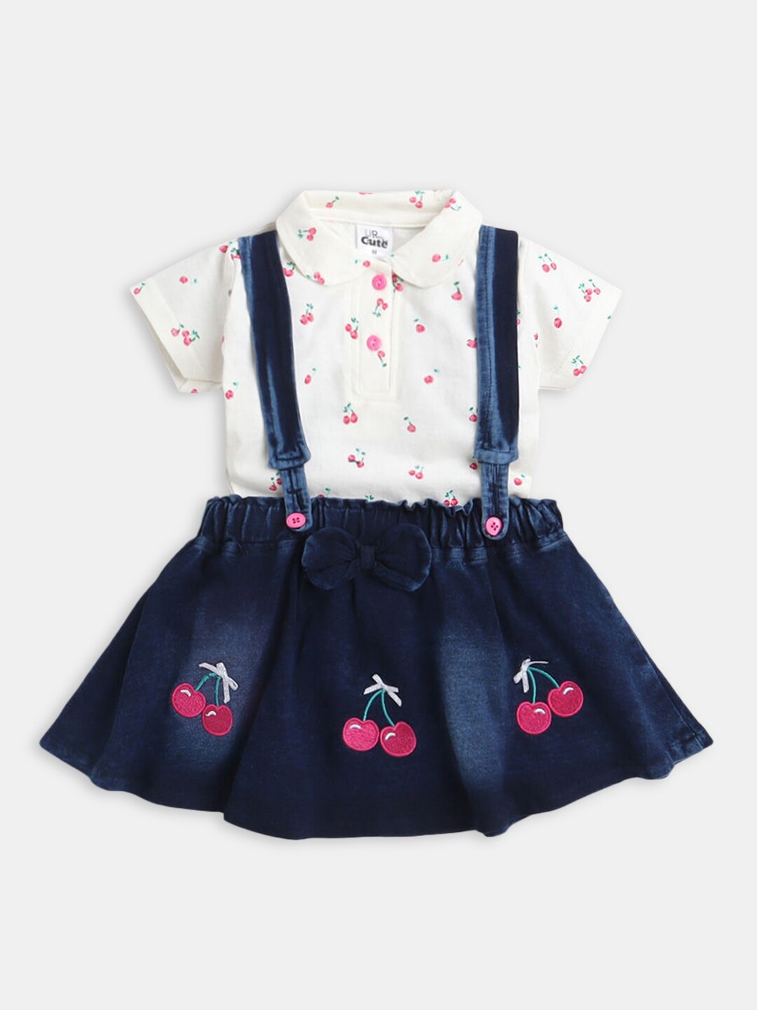 

Hopscotch Girls Printed T-shirt with Skirt, White