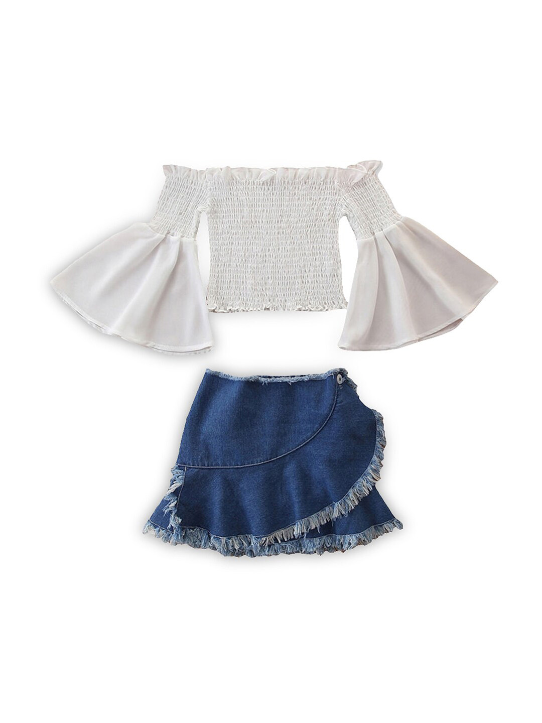 

Hopscotch Girls Top with Skirt, White