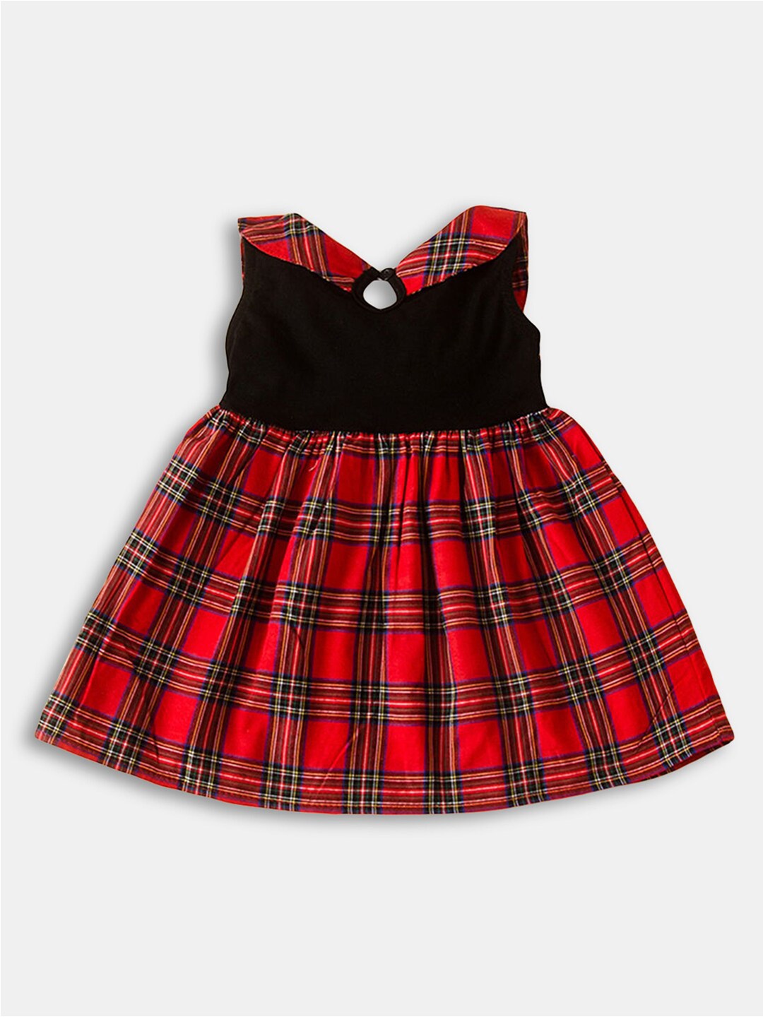 

Hopscotch Girls Checked Peter Pan Collar A-Line Dress, Red