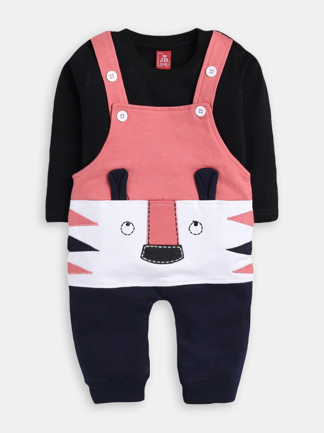 

Hopscotch Boys Printed Pure Cotton T-shirt with Dungaree, Peach