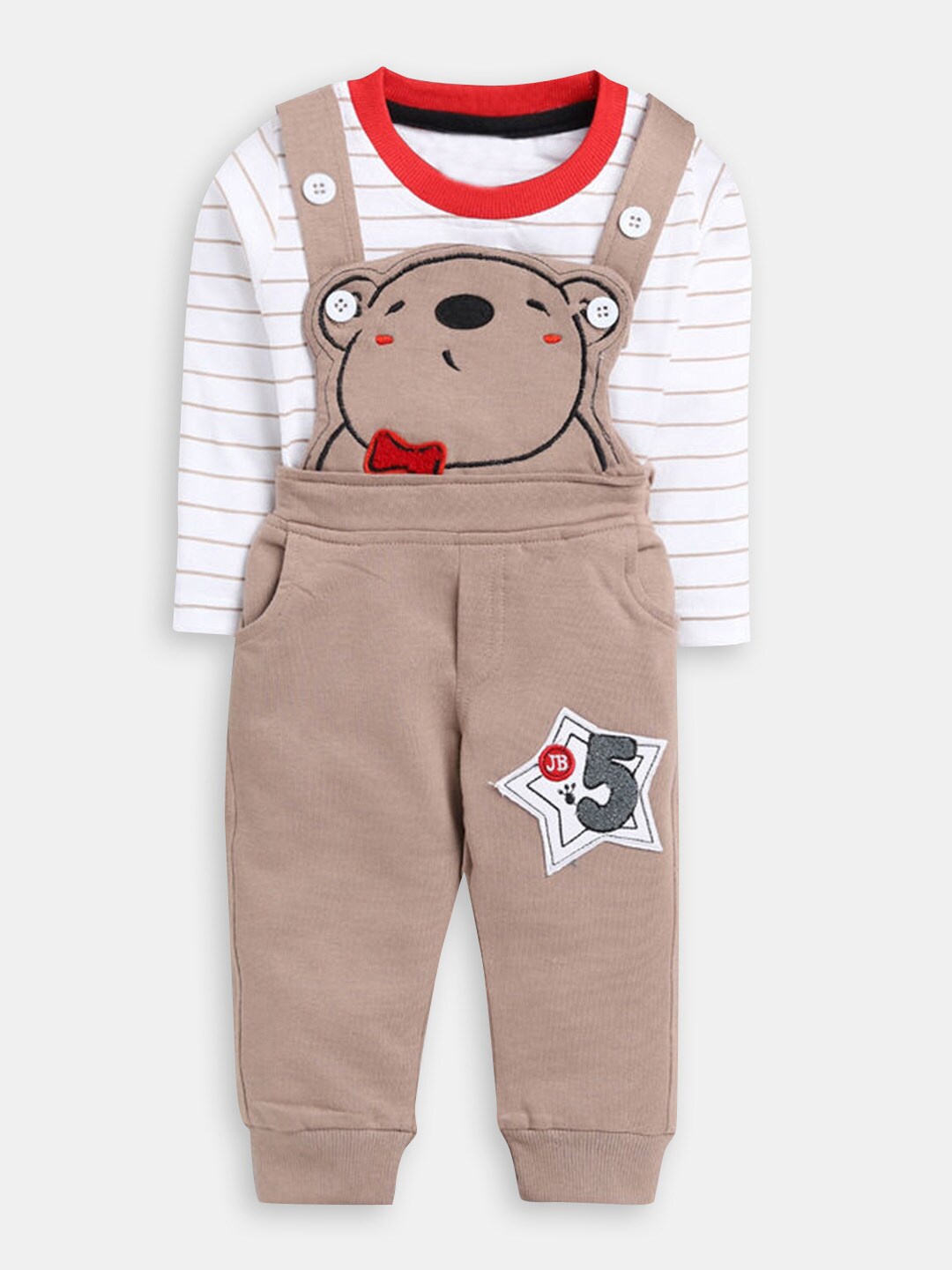 

Hopscotch Boys Beige & White Striped T-shirt with Trousers