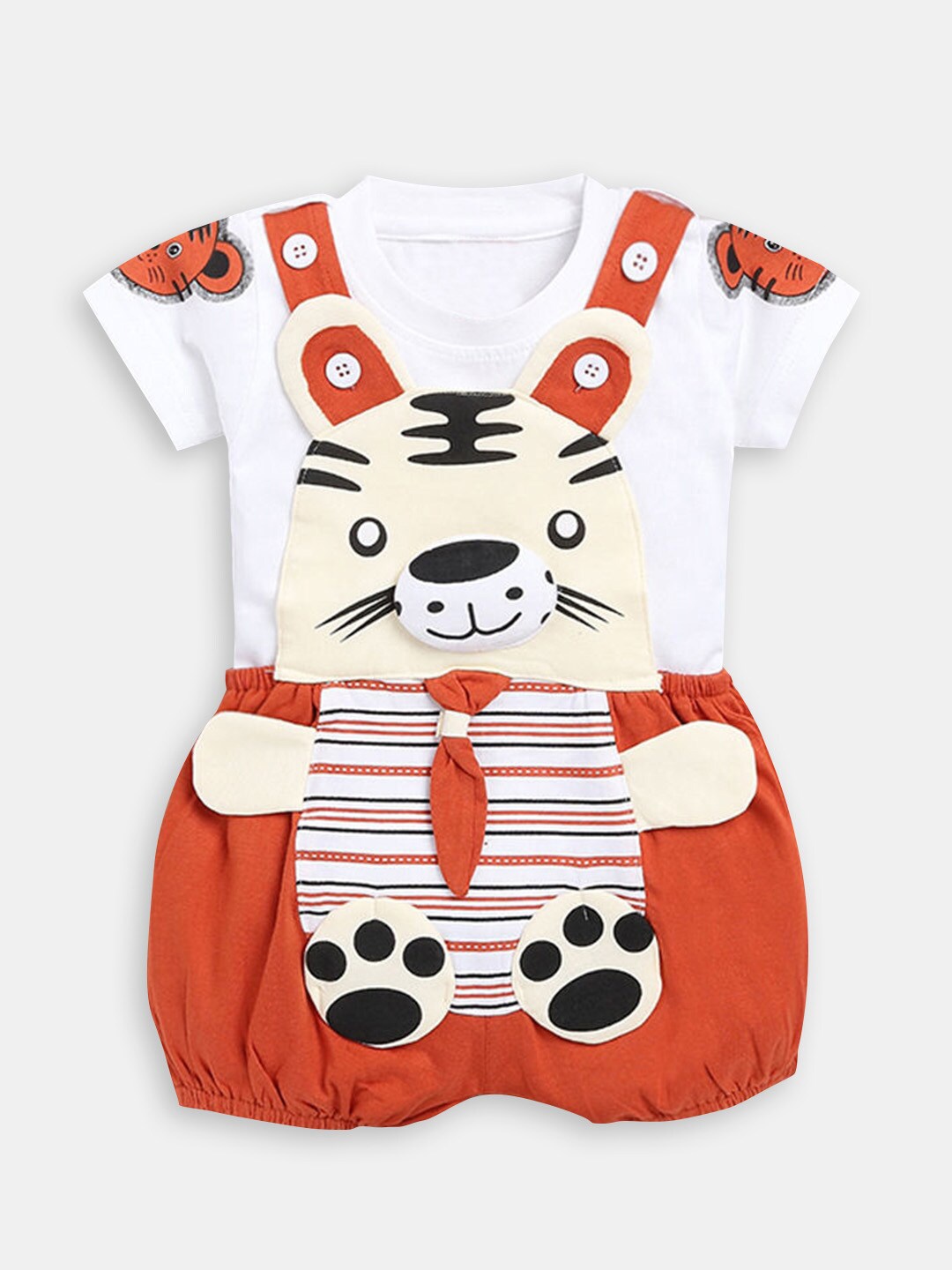 

Hopscotch Boys Brown & White Printed T-shirt with Shorts