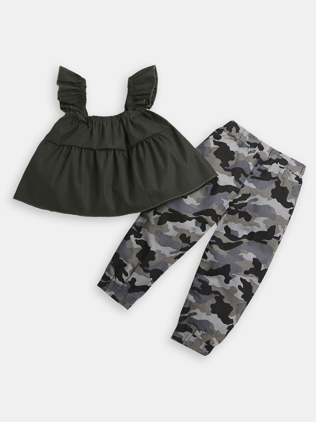 

Hopscotch Girls Pure Cotton Top with Trousers, Green