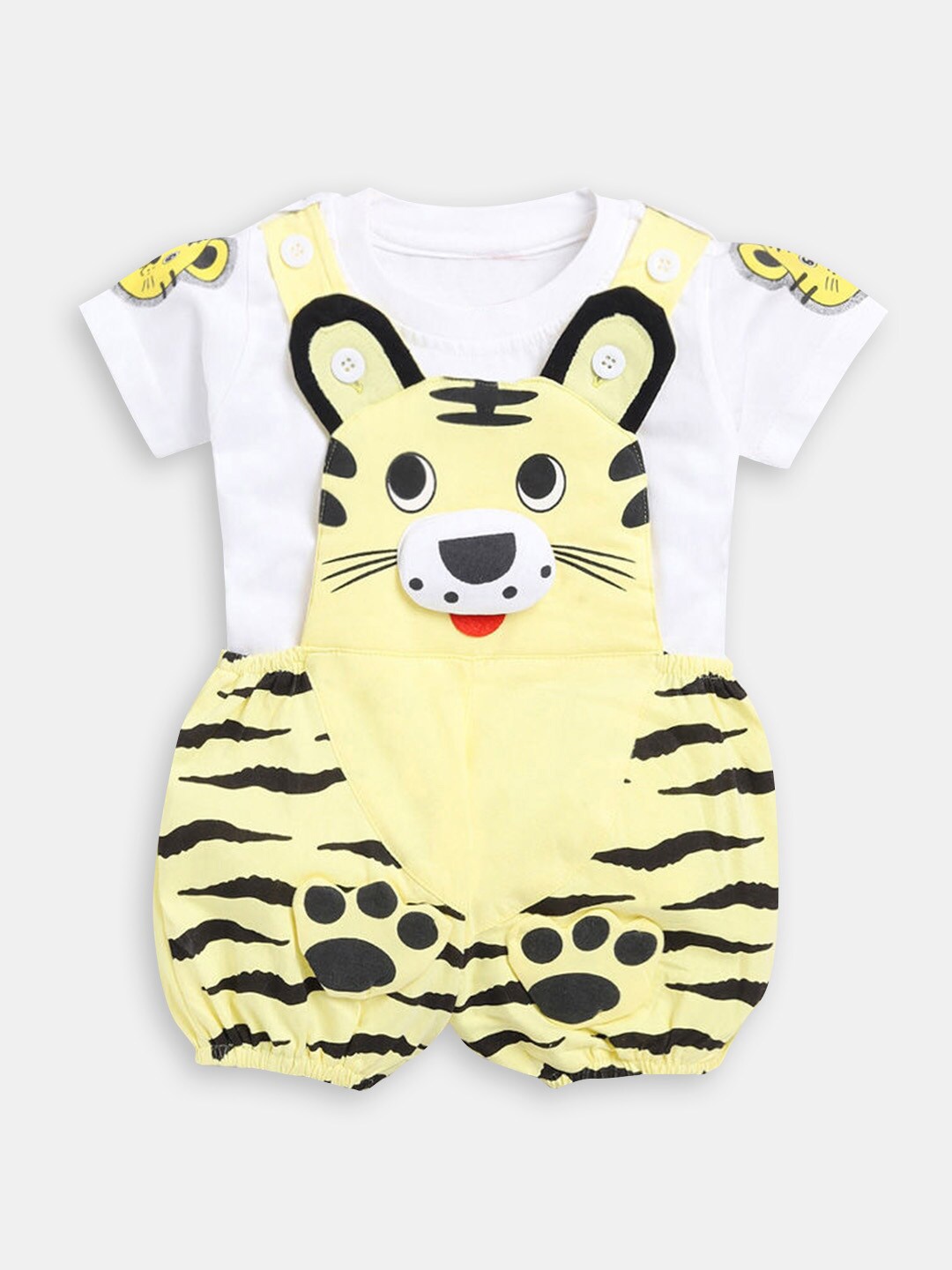 

Hopscotch Boys Yellow & White Printed T-shirt with Shorts