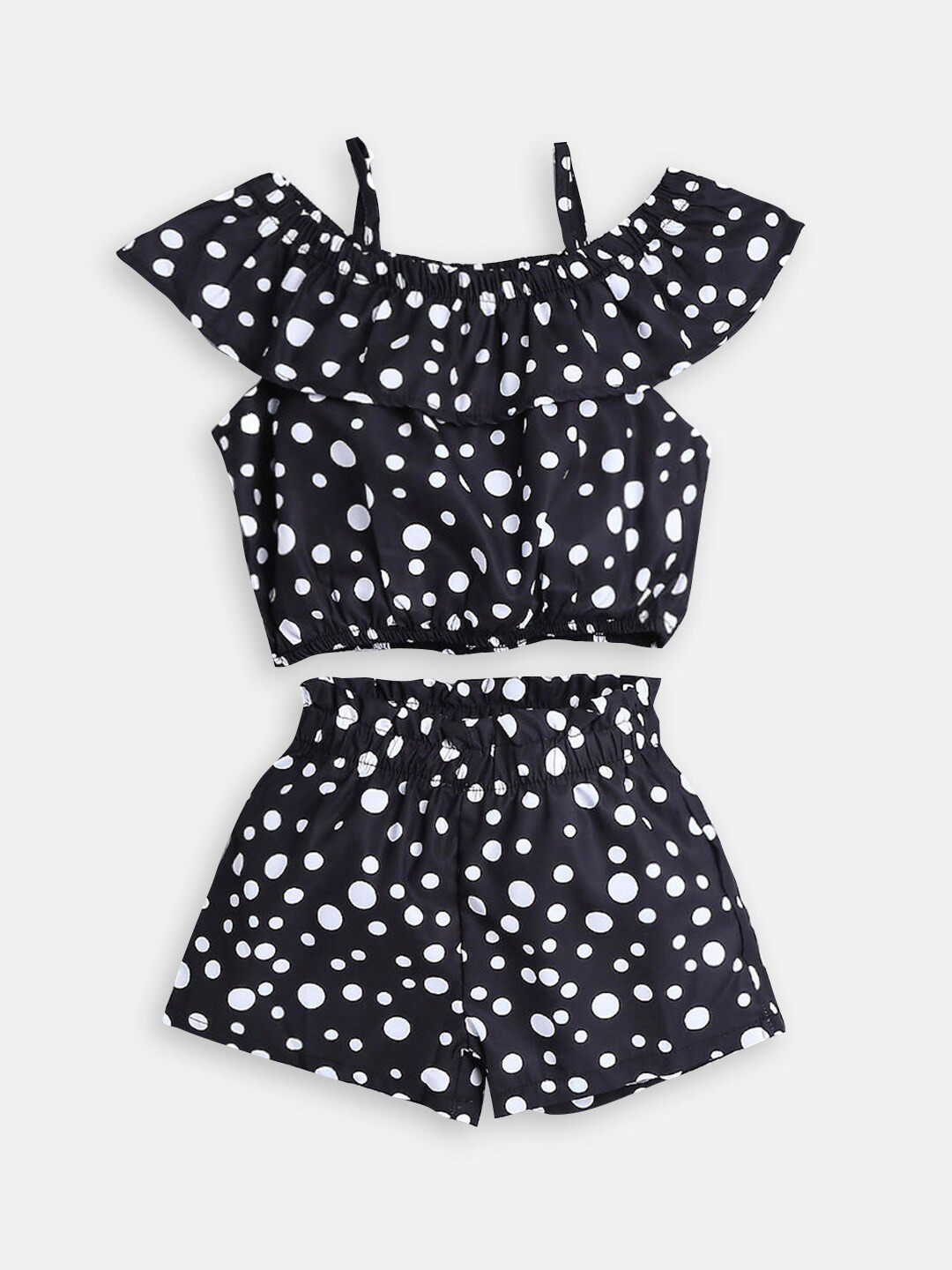 

Hopscotch Girls Printed Top with Shorts, Black