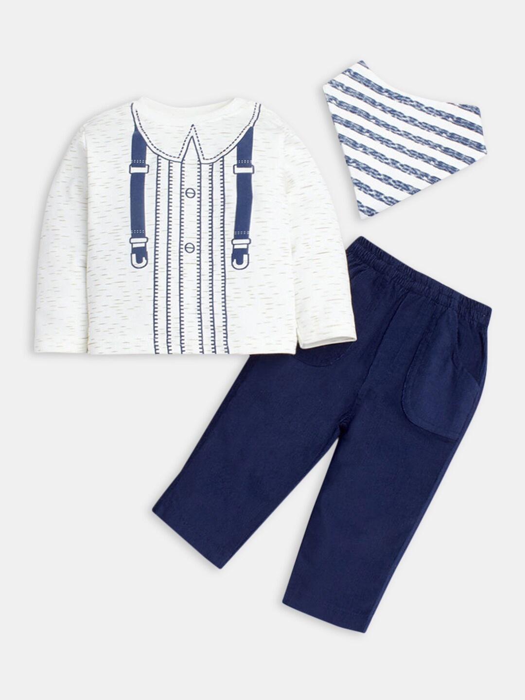 

Hopscotch Boys Printed Pure Cotton T-shirt with Trousers, Blue