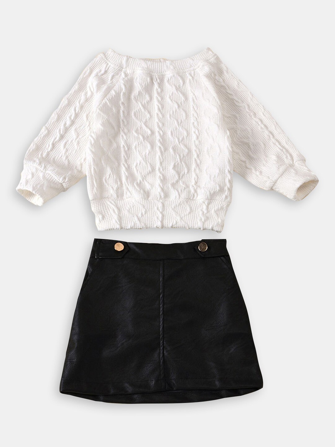 

Hopscotch Girls Top with Skirt, Off white