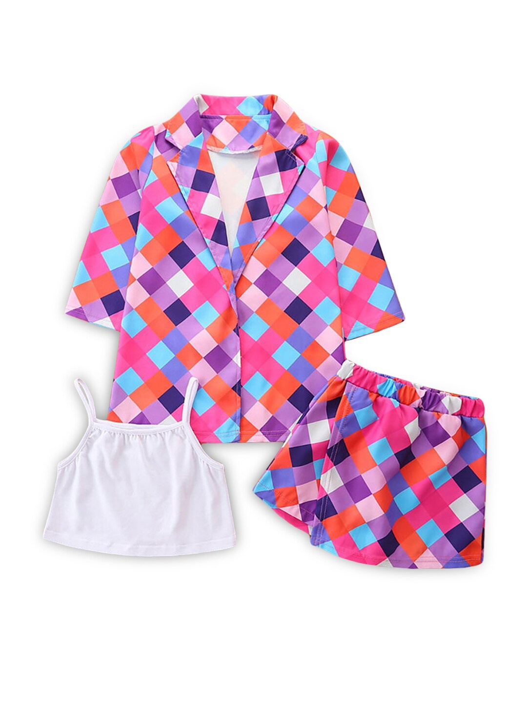 

Hopscotch Girls Checked Shirt with Shorts, Pink