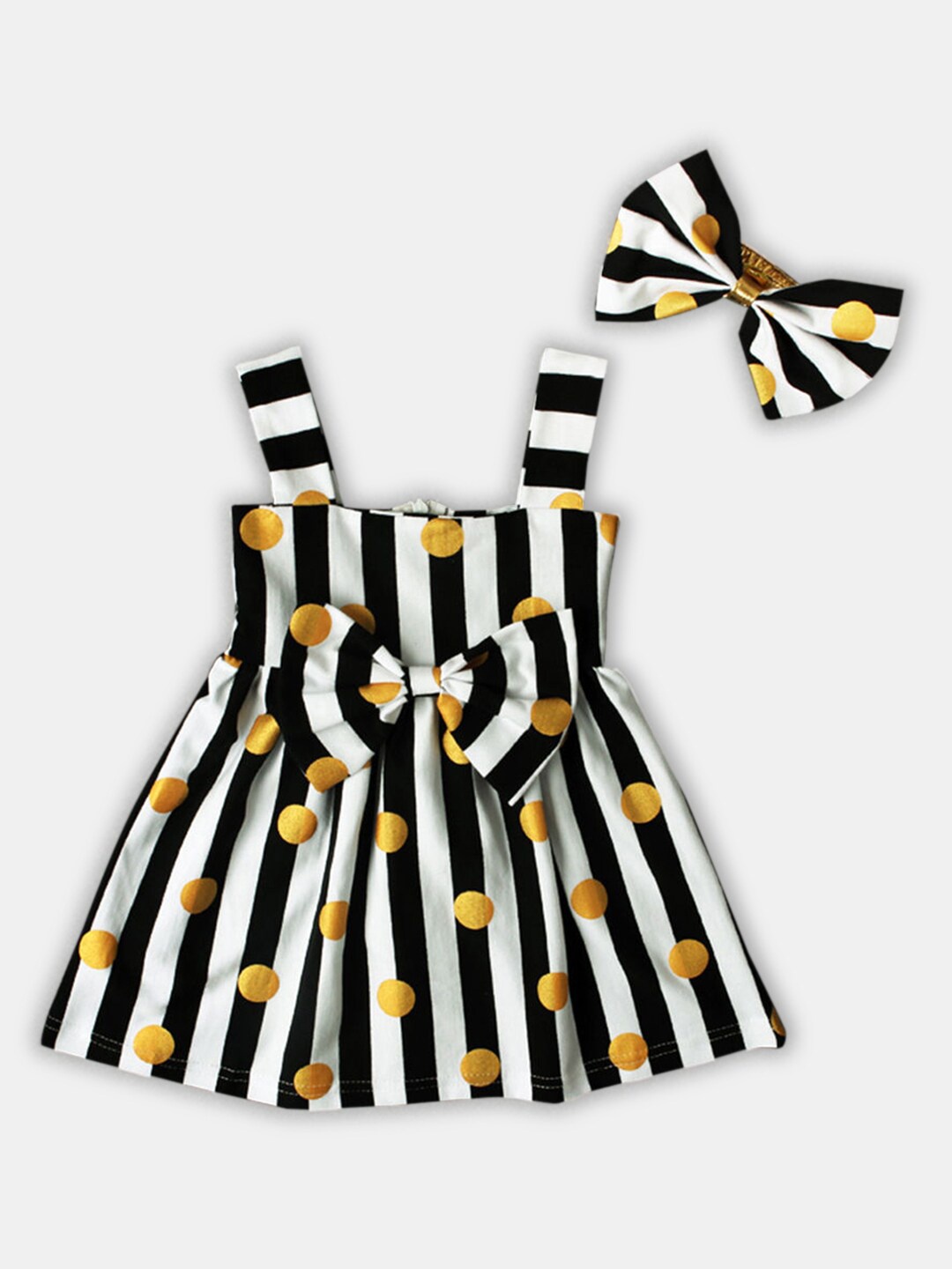 

Hopscotch Girls Shoulder straps Striped A-Line Dress, White