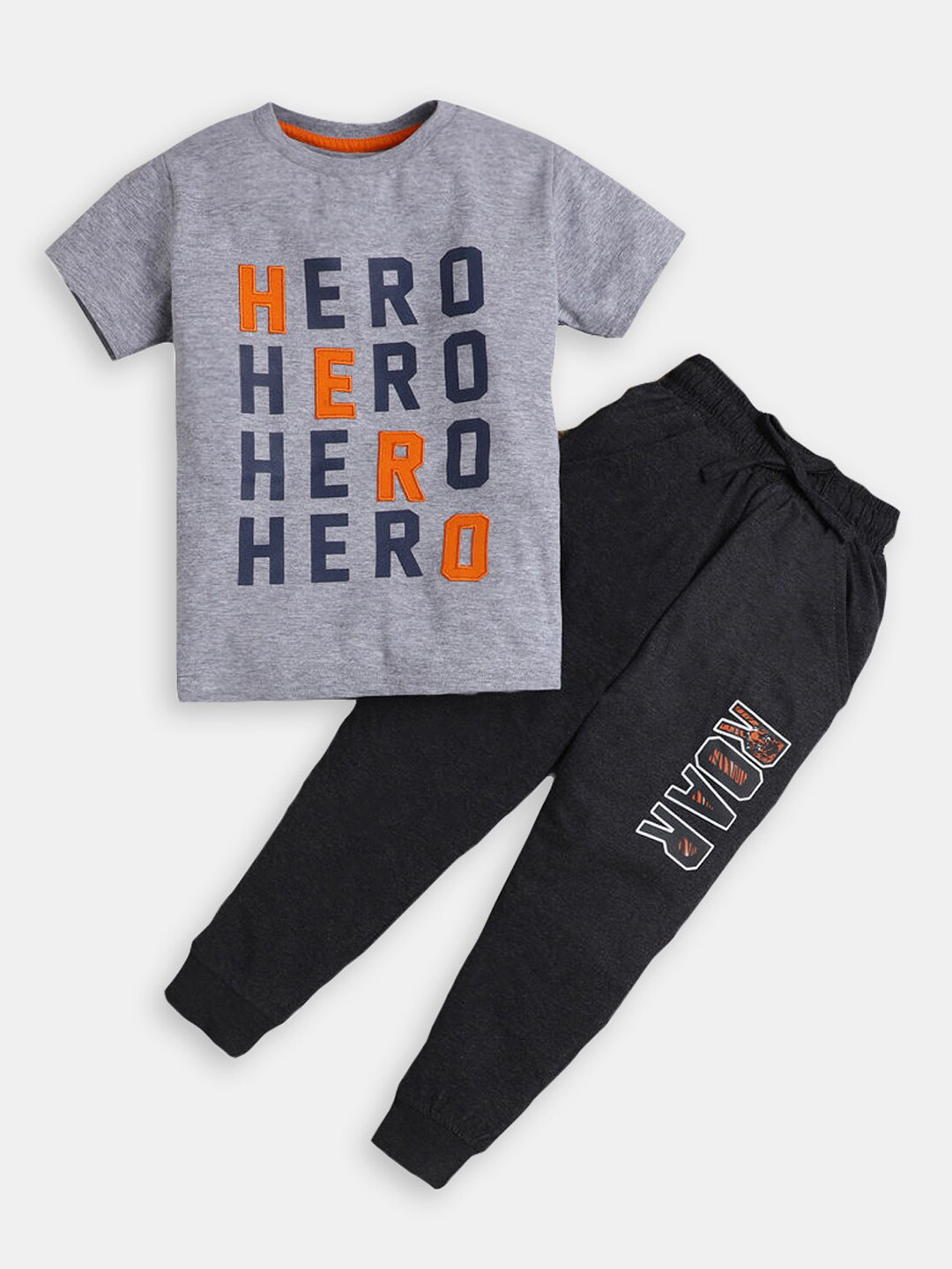 

Hopscotch Boys Printed T-shirt with Trousers, Grey
