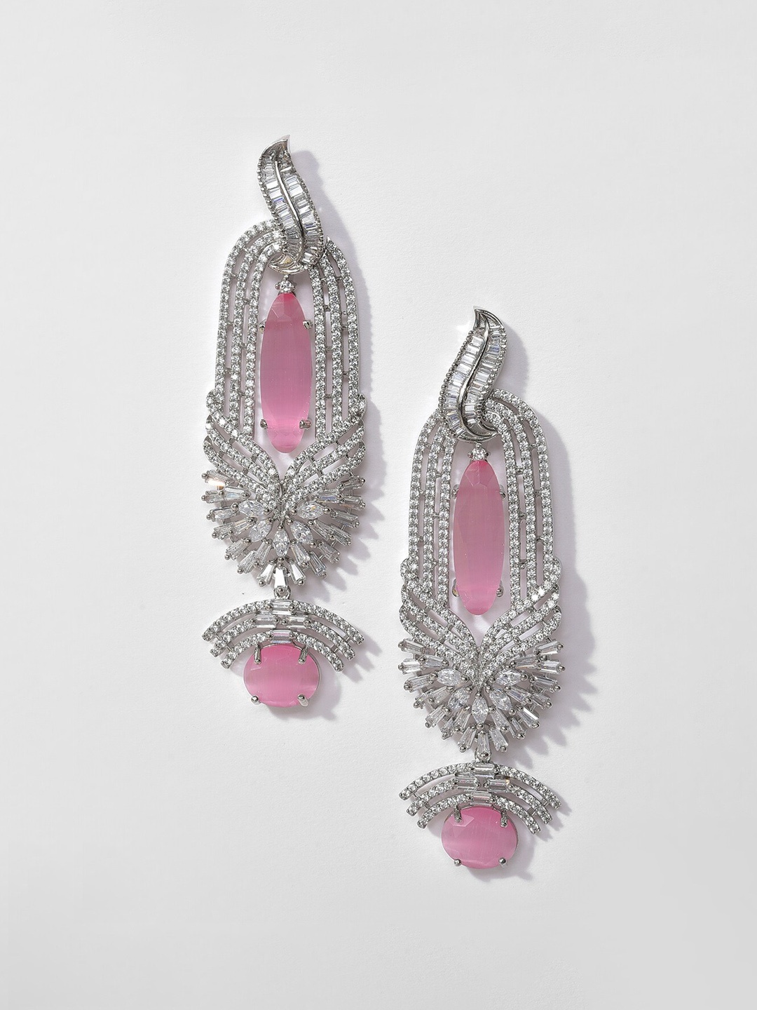 

SOHI Pink Contemporary Drop Earrings