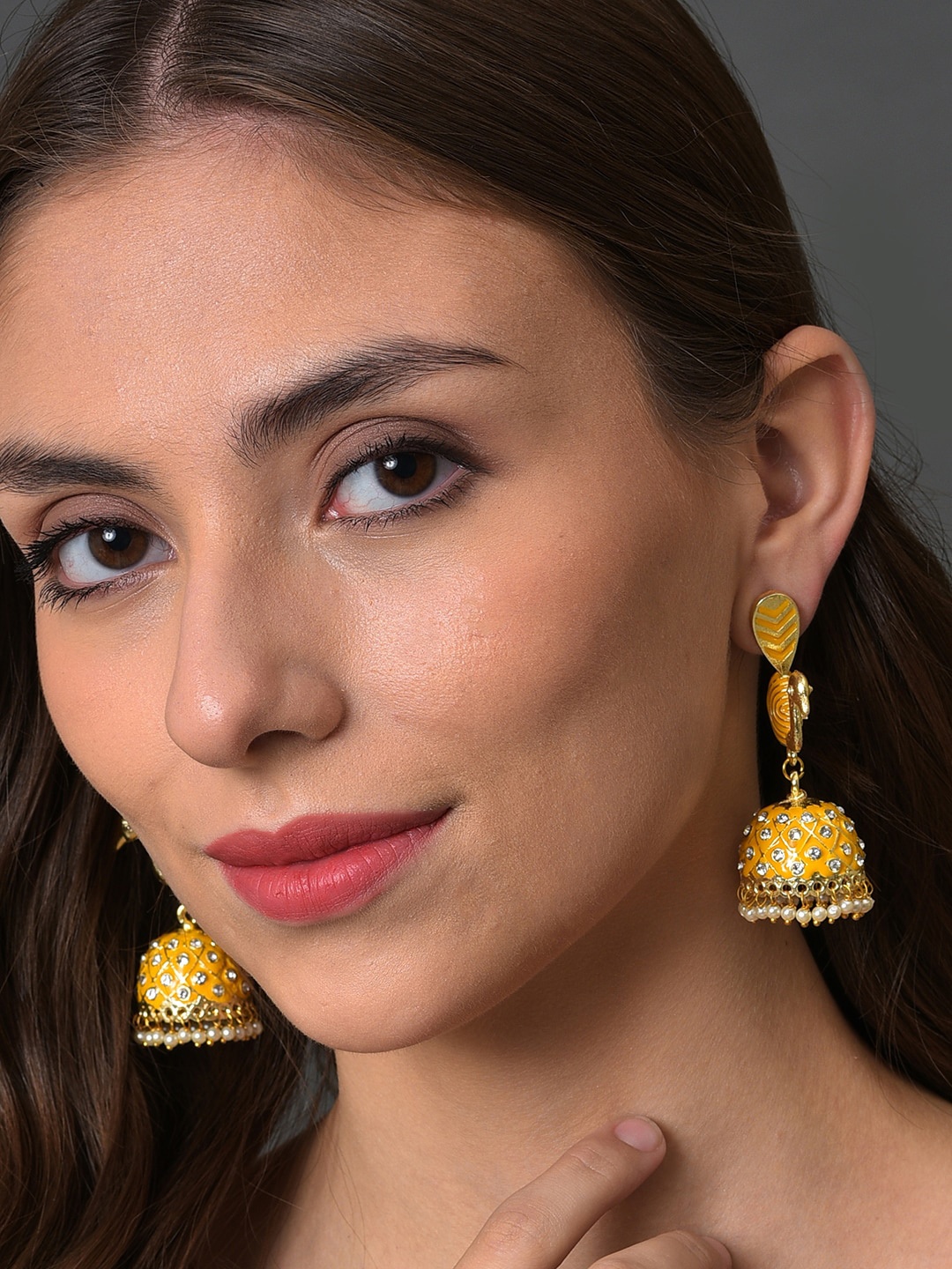 

SOHI Gold-Plated Contemporary Jhumkas Earrings, Yellow