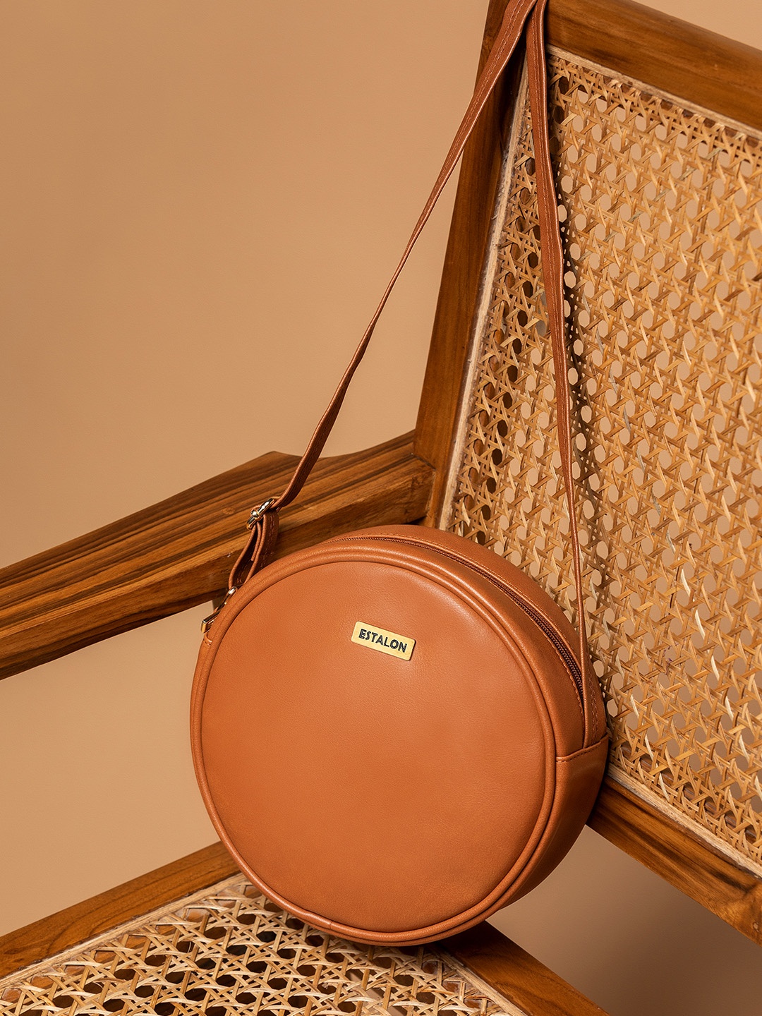 

ESTALON PU Structured Sling Bag, Tan