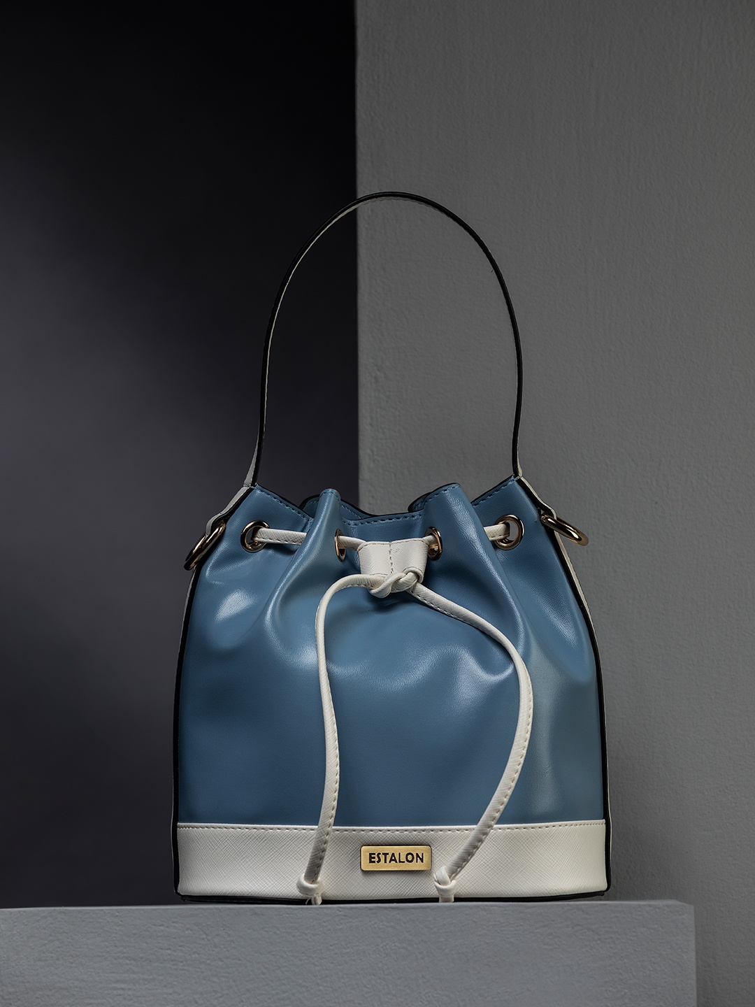 

ESTALON Colourblocked PU Structured Handheld Bag, Turquoise blue