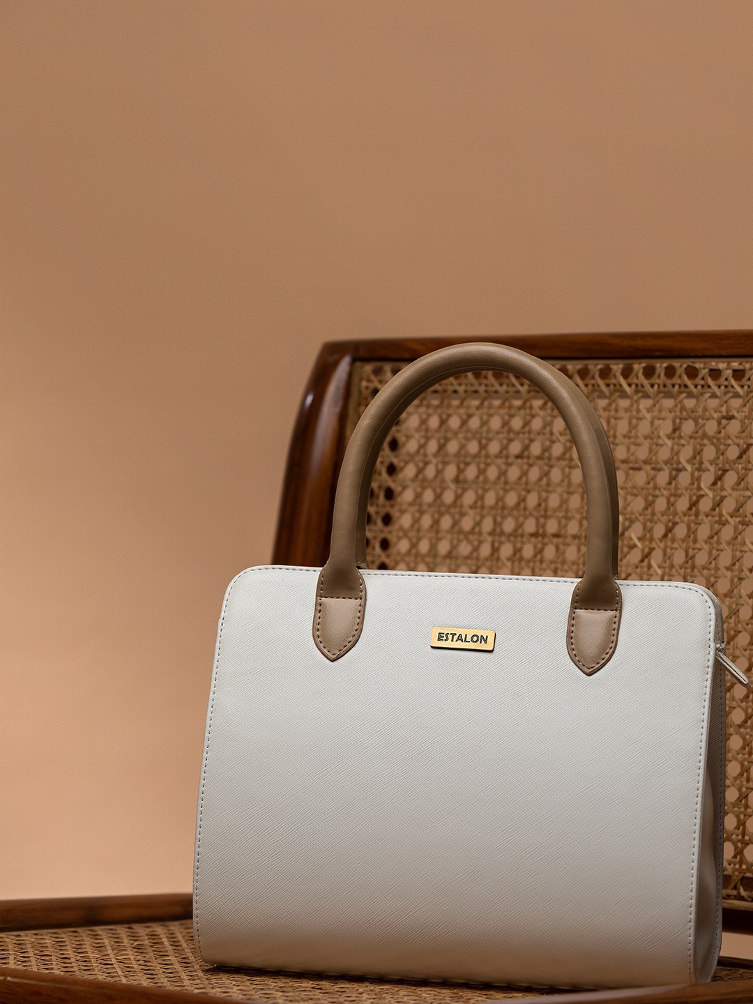 

ESTALON PU Structured Handheld Bag with Quilted, Tan