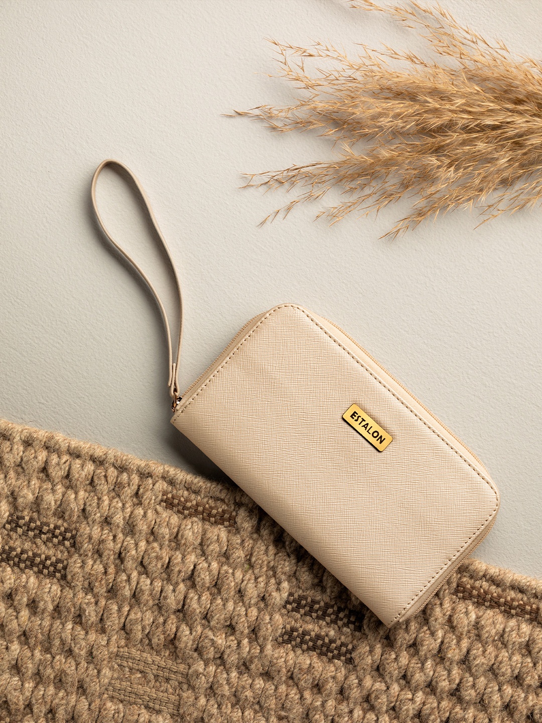 

ESTALON Women Zip Around Wallet, Beige