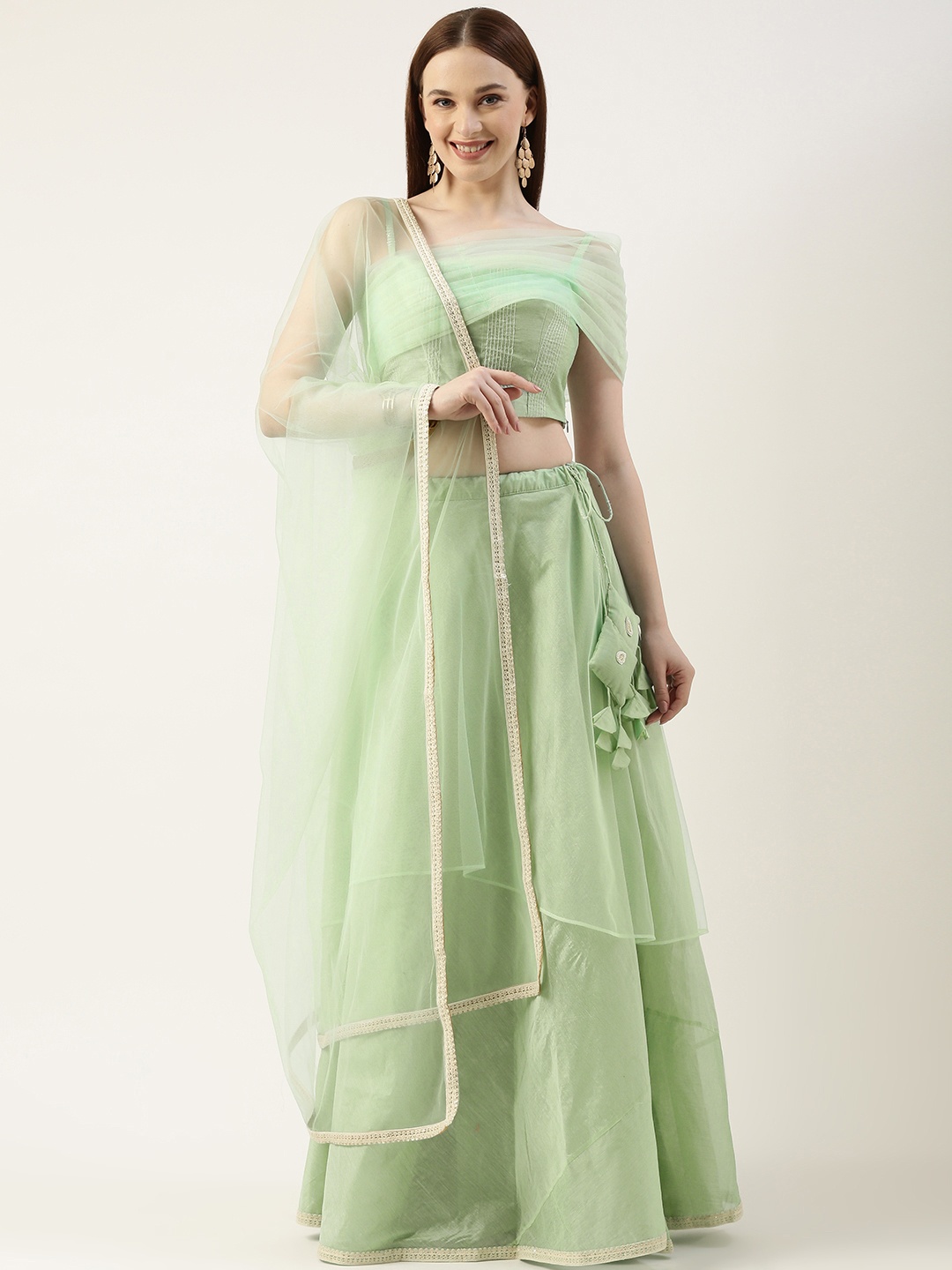 

Ethnovog Ready to Wear Lehenga & Blouse With Dupatta, Green