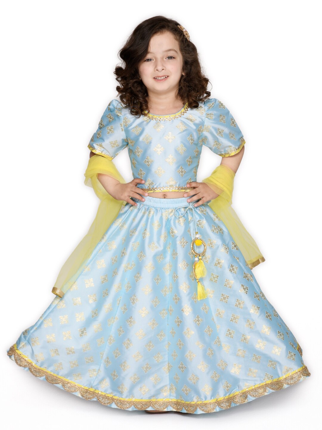 

SAKA DESIGNS Girls Printed Ready to Wear Lehenga & Blouse With Dupatta, Turquoise blue