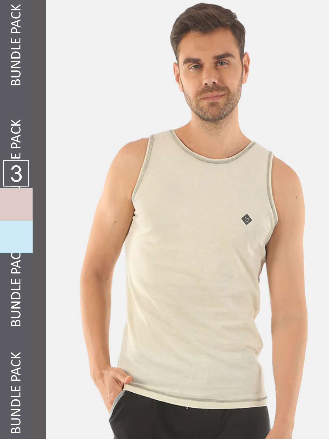 

Almo Wear Men Pack Of 3 Cotton Innerwear Basic Vests, Blue
