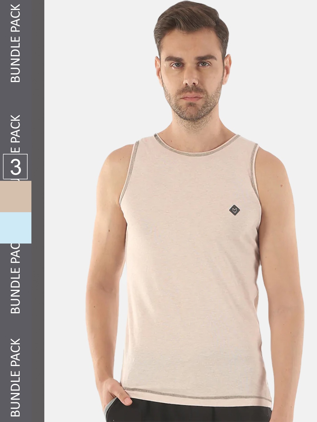 

Almo Wear Men Pack Of 3 Cotton Basic Innerwear Vests, Blue