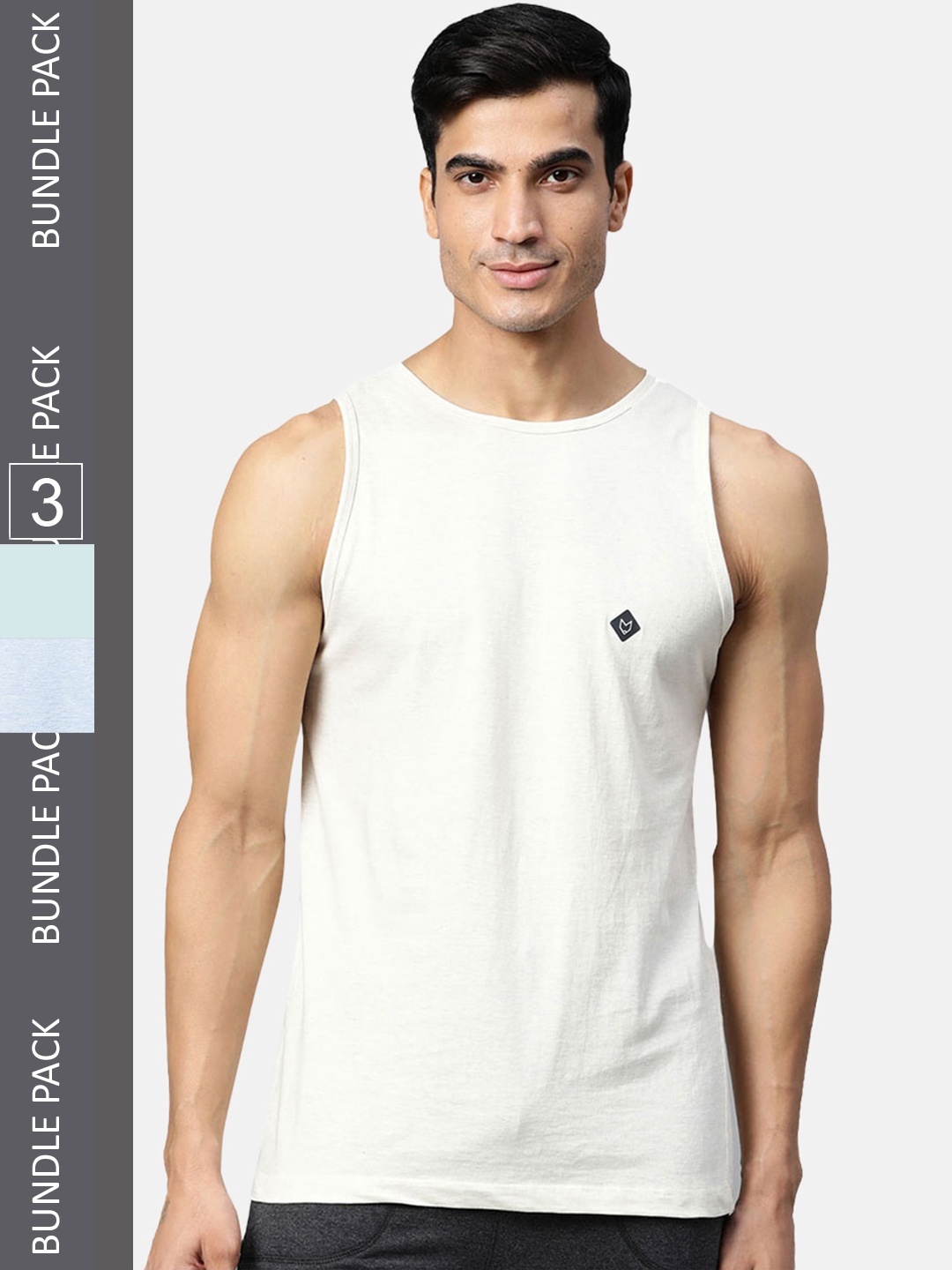 

Almo Wear Men Pack Of 3 Cotton Basic Innerwear Vests, Blue