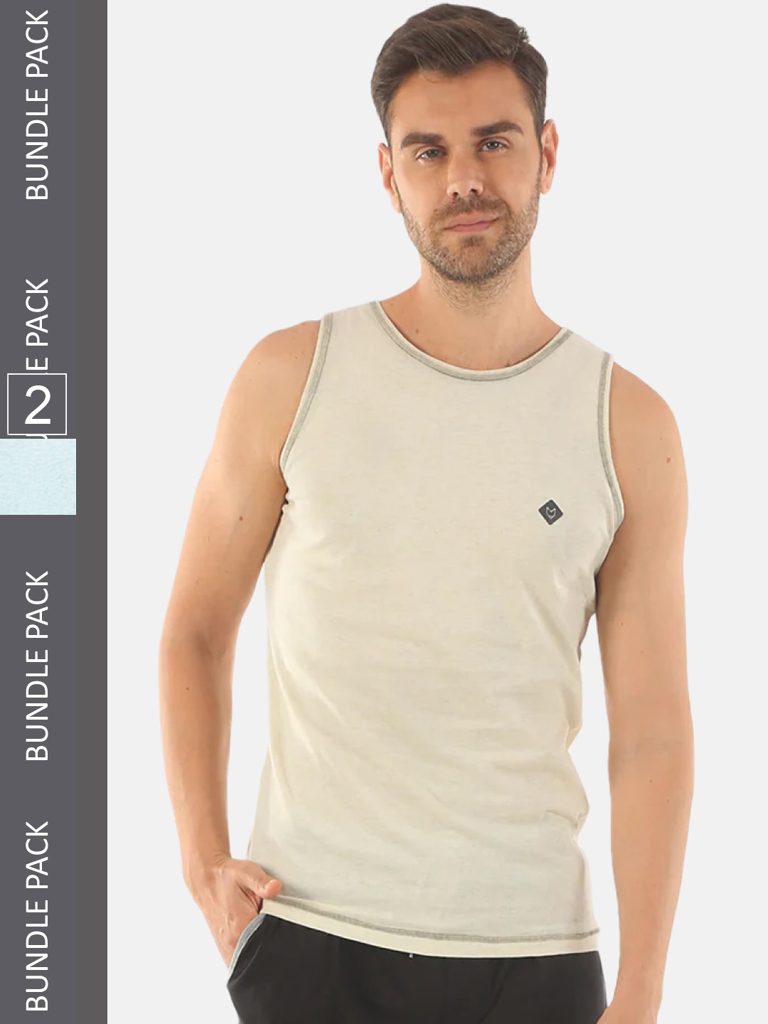 

Almo Wear Men Pack Of 3 Cotton Innerwear Basic Vests, Beige