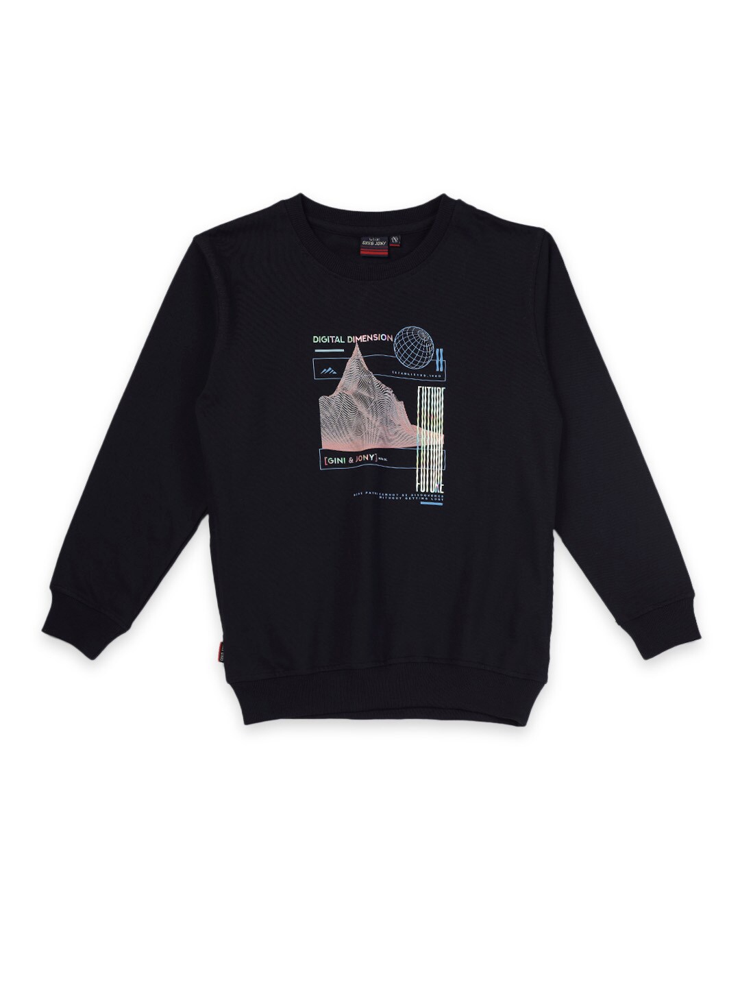 

Gini and Jony Boys Printed Fleece Round Neck Sweatshirt, Navy blue