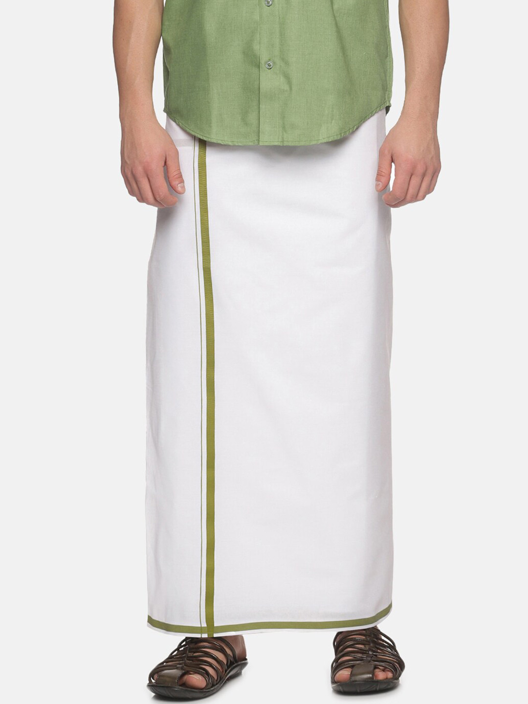 

Jansons Men Cotton Dhoti With Border, White