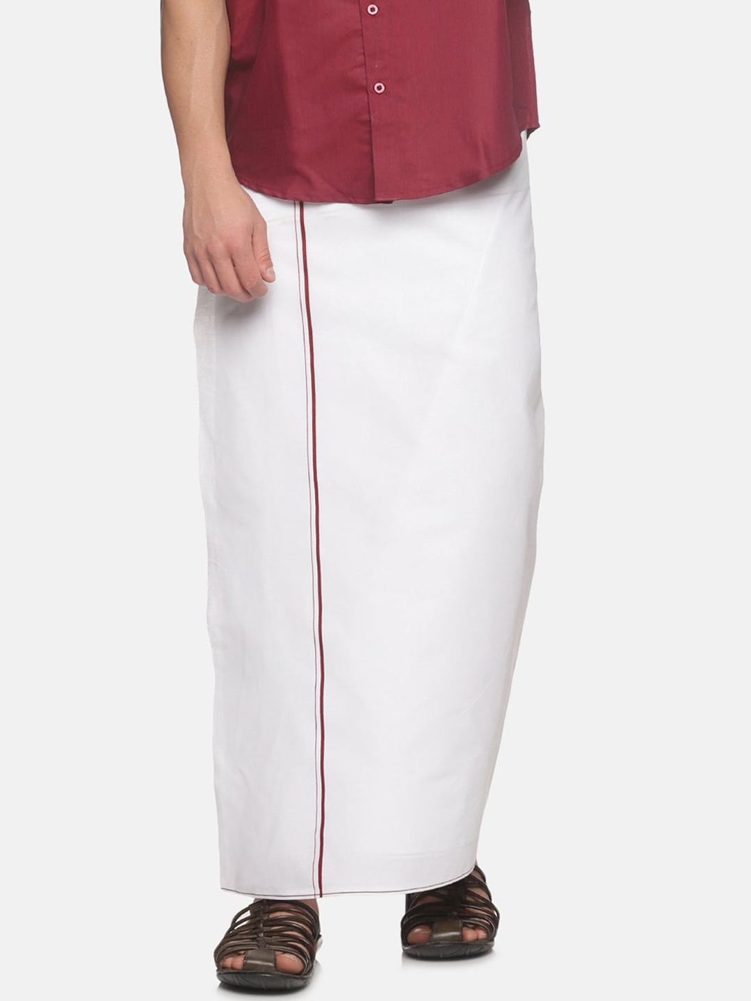 

Jansons Men Cotton Dhoti With Border, White