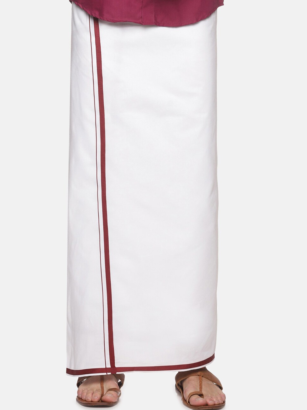 

Jansons Men Cotton Dhotis with Border, White