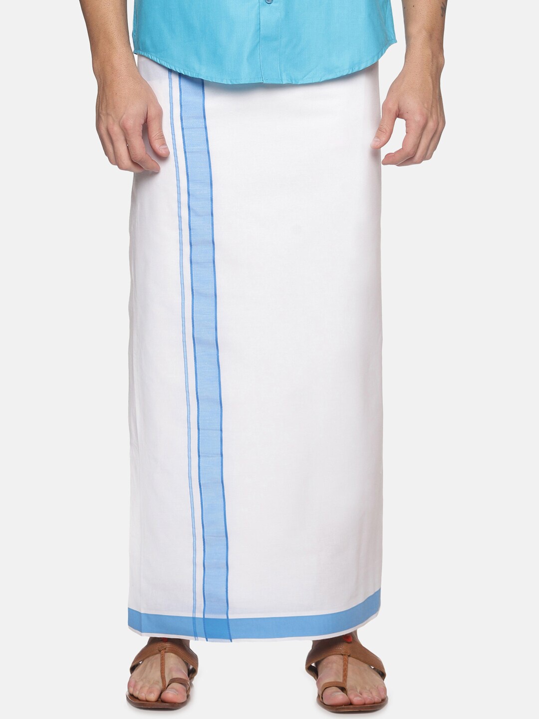 

Jansons Men Cotton Dhoti With Border, White