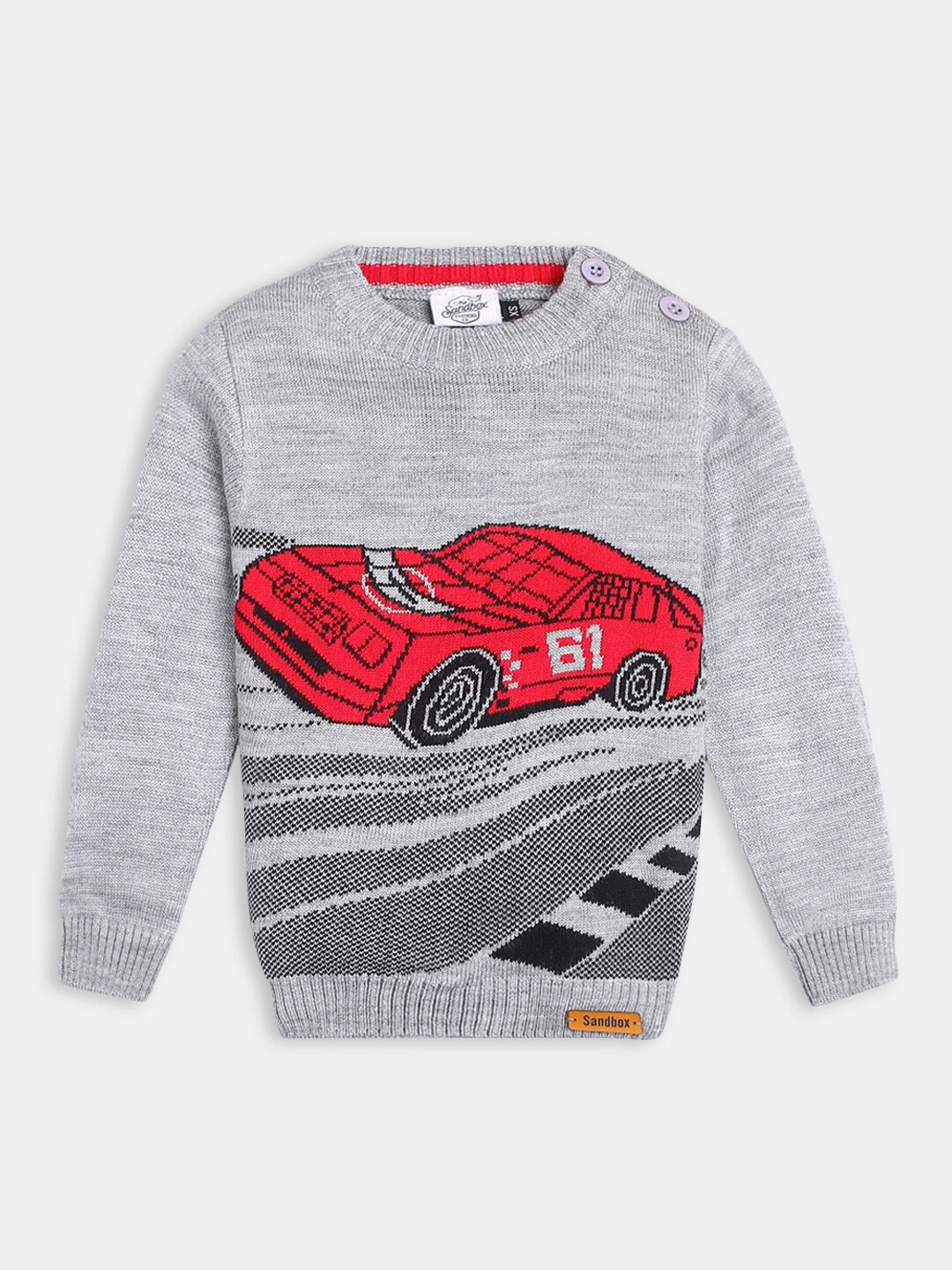 

Hopscotch Boys Printed Pullover, Grey