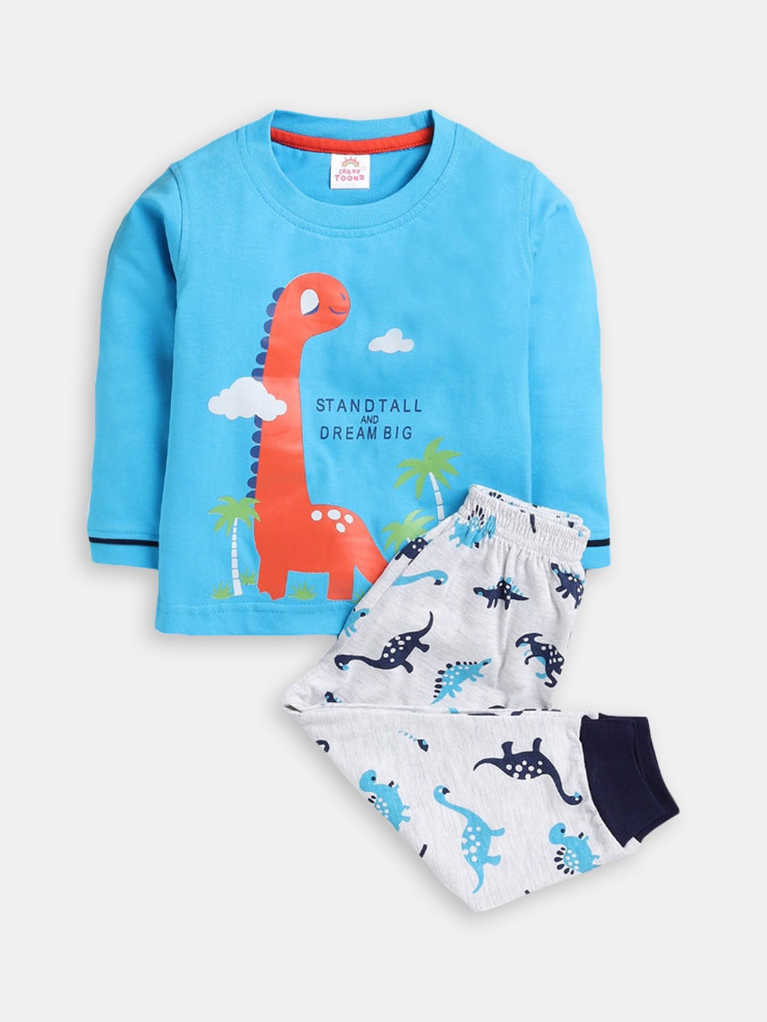 

Hopscotch Boys Printed Pure Cotton Night suit, Blue