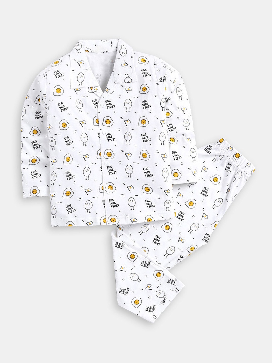 

Hopscotch Boys Printed Pure Cotton Night suit, White