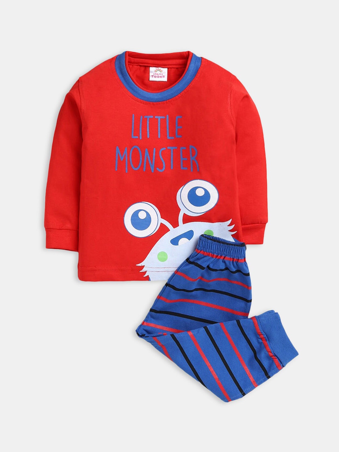 

Hopscotch Boys Printed Pure Cotton Night suit, Red