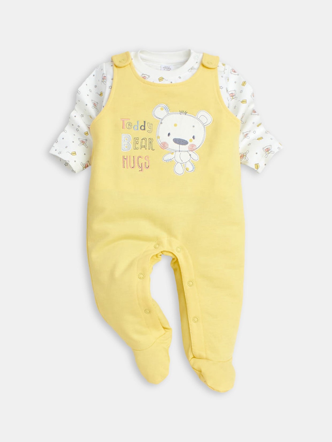 

Hopscotch Kids Printed Rompers, Yellow