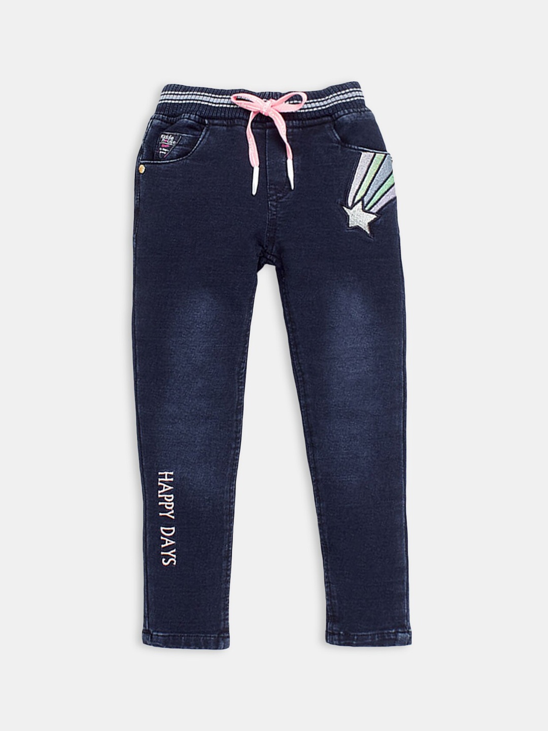 

Hopscotch Girls Comfort Fit Light Fade Embroidered Casual Jeans, Blue